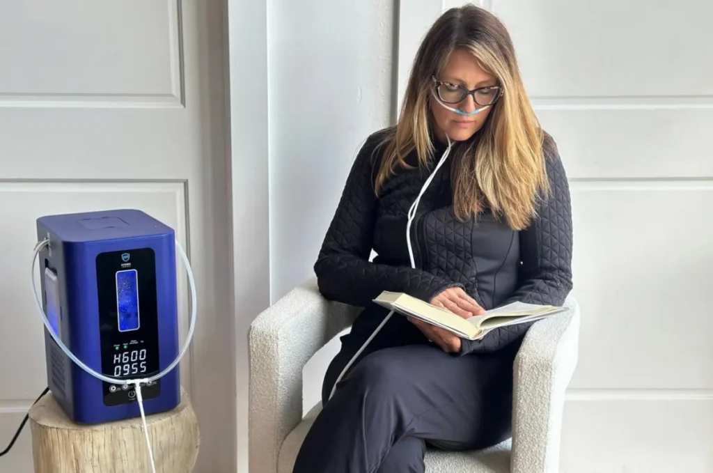 Woman using Hydrogen Therapy 2